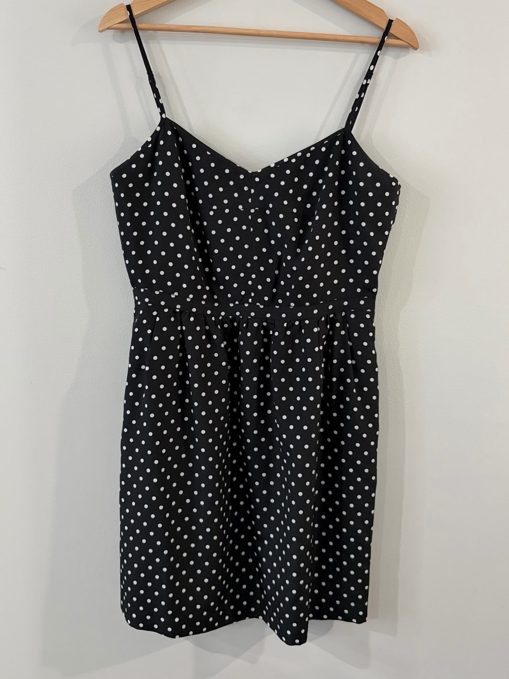 J. Crew Black and White Polka Dot Spaghetti Strap Mini Dress